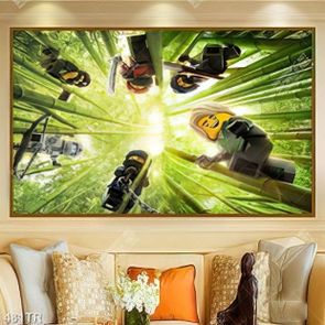 Tranh dán trần file gốc psd nhân vật hoạt hình trong rừng cây