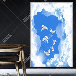 Tranh dán trần nhà file gốc psd cánh chim trời