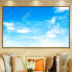 Tranh in trần file gốc psd bối cảnh bầu trời trong xanh