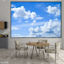 Tranh dán trần in uv bầu trời mây trắng