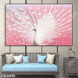 Tranh ghép 3 tấm chim công nền cổ điển