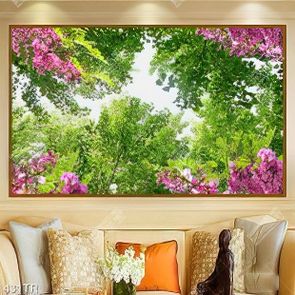 Tranh dán trần file gốc psd tán cây xanh in uv