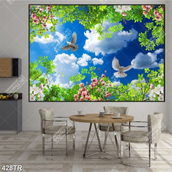 Tranh dán trần file gốc psd bầu trời đẹp in uv