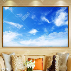 Tranh dán trần những làn mây trắng trên bầu trời xanh in uv Tranh dán trần những làn mây trắng trên bầu trời xanh in uv