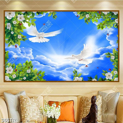 Tranh dán trần tỏa sáng trên bầu trời file gốc