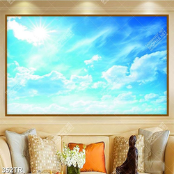 Tranh dán trần nghệ thuật những áng mây bay trên bầu trời file gốc