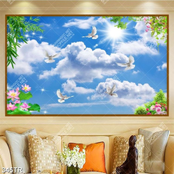 Tranh file psd dán trần nhà những áng mây bay trên bầu trời