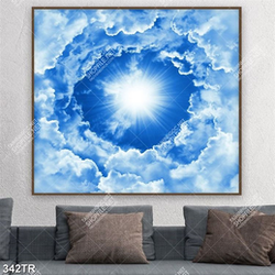 Tranh dán trần in uv bầu trời trong xanh