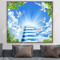 Tranh trần nghệ thuật nấc thang lên bầu trời file gốc