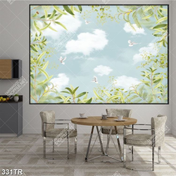 Tranh file psd trần nhà bầu trời dưới những tán cây