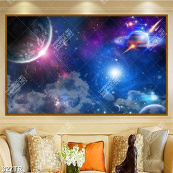 Tranh file psd trần nhà bầu trời vũ trụ