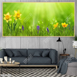 Tranh hoa và cỏ in kính bếp