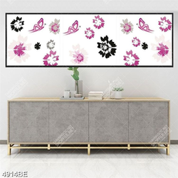 Tranh họa tiết hoa và bướm in kính bếp