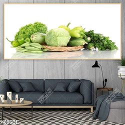 Tranh rau và xà lách in kính bếp