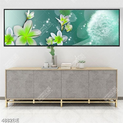 Tranh hoa sứ và hoa bồ công anh in kính bếp