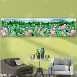 Tranh đầm hoa sen in kính bếp