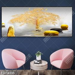 Tranh ghép cây và hươu vàng