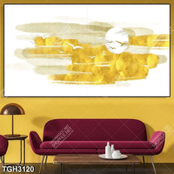 Tranh ghép mây gold và mặt trăng