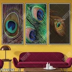 Tranh ghép 3 tấm lông công