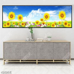 Tranh cánh đồng hoa hướng dương in kính bếp