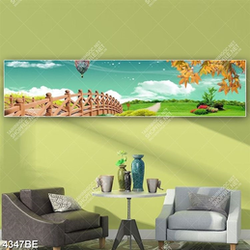 Tranh cây cầu và thảm cỏ in kính bếp