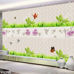 Tranh hoa văn hoa và cỏ in kính bếp