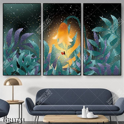 Tranh ghép 3 tấm hoa và đom đóm