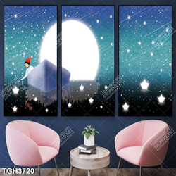 Tranh ghép đi thuyền thả đèn hoa đăng