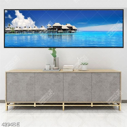 Tranh khu nghỉ dưỡng trên biển in kính bếp