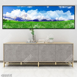 Tranh cánh đồng cỏ và bầu trời in kính bếp