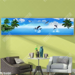 Tranh cá heo trên đại dương in kính bếp