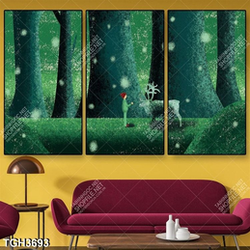 Tranh ghép hươu và cây