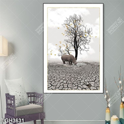 Tranh ghép cây và tê giác