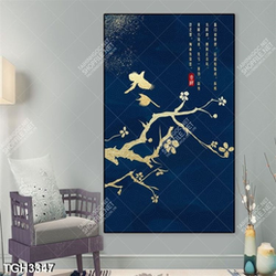 Tranh khổ dọc cây đào và chim