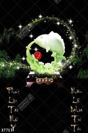 mẫu lịch treo tường cá chép nhả ngọc châu xanh ngọc phong thủy đại cát