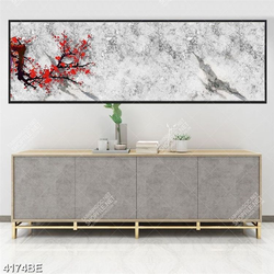 Tranh hoa đào nền đá in kính bếp