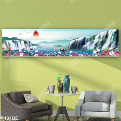 Tranh thác và sông in kính bếp