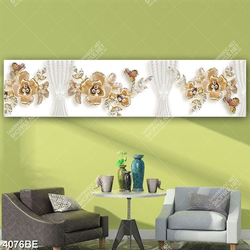 Tranh lụa hoa 3D in kính bếp