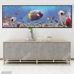 Tranh 3D đạ dương và cá in kính bếp