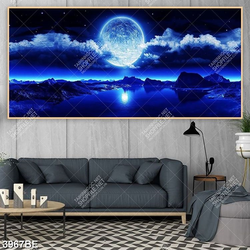 Tranh mặt trăng tròn ban đêm in kính bếp