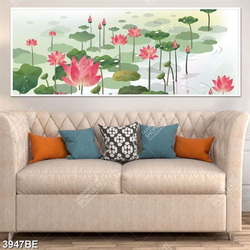 Tranh màu nước hoa Sen in kính bếp