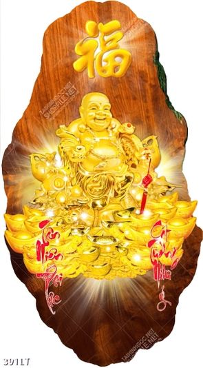 thiết kế bộ lịch tết phật di lặc ngồi trên đống vàng đem lại phú quý tài lộc