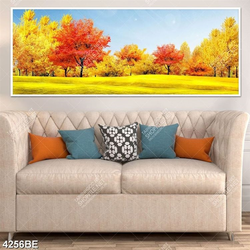 Tranh sơn dầu cây rừng mùa thu in kính bếp