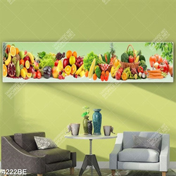 Tranh các loại hoa quả và rau củ in kính bếp