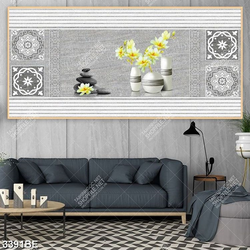 Tranh bình hoa in kính bếp