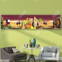 Tranh rượu và trái cây in kính bếp