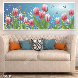 Tranh hoa tulip in kính bếp