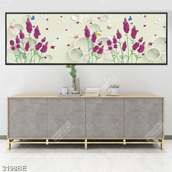 Tranh hoa tử đinh hương in kính bếp