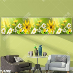 Tranh hoa cúc in kính bếp