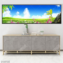 Tranh cánh đồng hoa in kính bếp